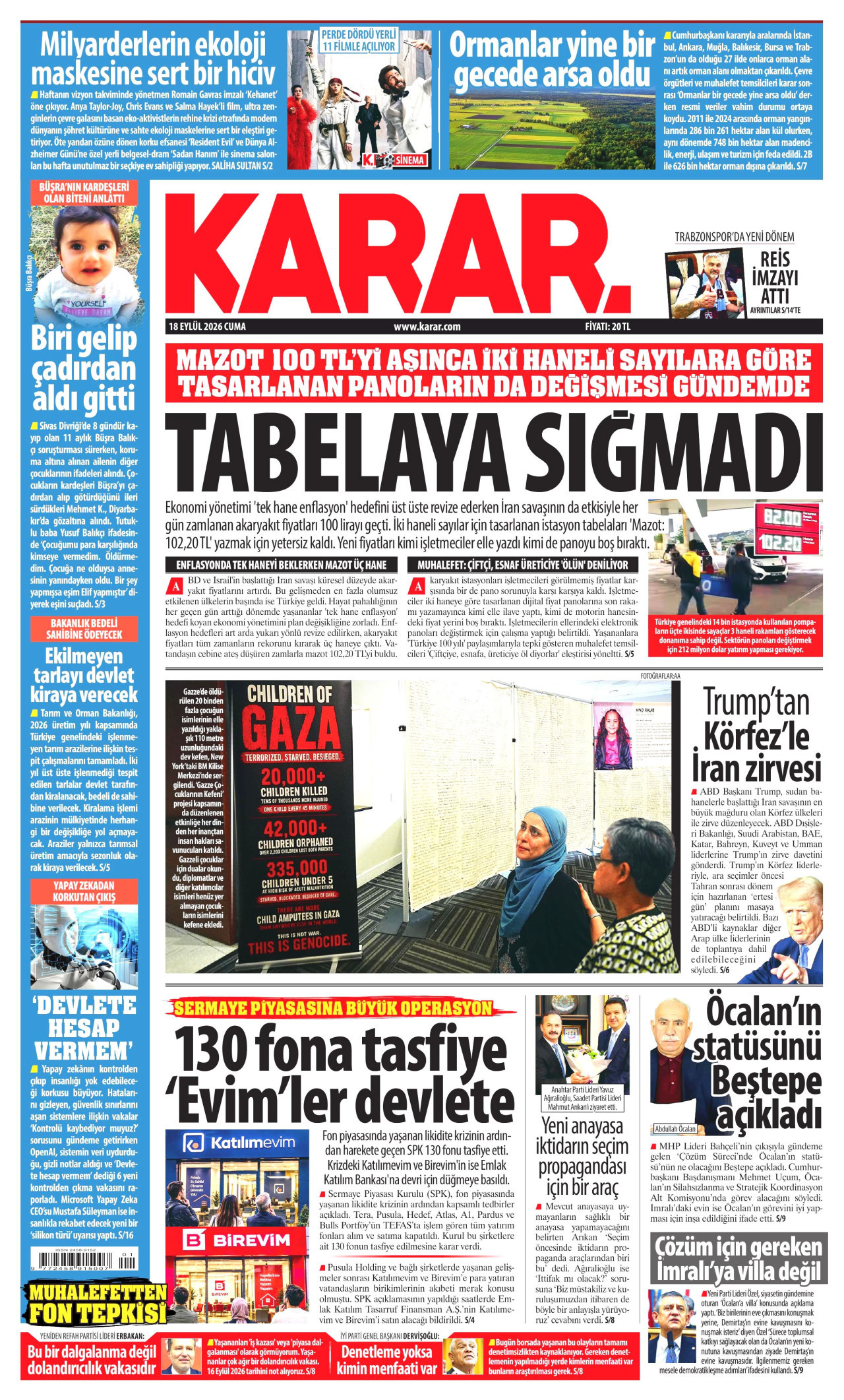 Karar Gazetesi gazetesi manşeti